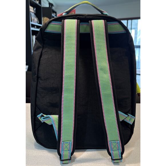 NWT Kipling Seoul Large Backpack True Black Rainbow Laptop Protection Authentic - Picture 2 of 12